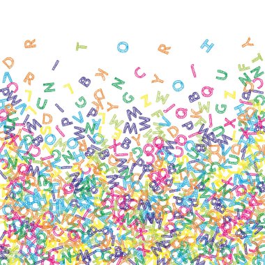 Okul geçmişi kavramı. İngilizce 'nin renkli çocuksu harfleri. Yabancı diller öğrenim kavramı. Okula dönüş afişi .