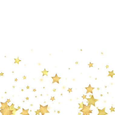 Magic stars vector overlay.  Gold stars scattered around randomly, falling down, floating.  Chaotic dreamy childish overlay template. Miraculous starry night vector  on white background. clipart