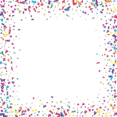 Okul geçmişi kavramı. İngilizce 'nin renkli çocuksu harfleri. Yabancı diller öğrenim kavramı. Beyaz arkaplanda okul afişine geri dön.