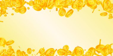 Tayland baht sikkeleri düşüyor. Altınlar saçılmış THB bozuklukları. Tayland parası. Küresel finansal kriz konsepti. Geniş vektör illüstrasyonu.