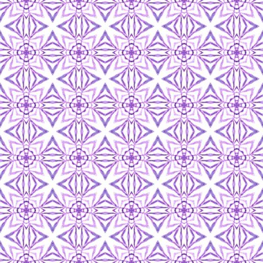 Tekstil hazır büyüleyici baskı, mayo kumaş, duvar kağıdı, ambalaj. Mor narin boho şık yaz tasarımı. Çizgili el çizimi tasarımı. Çizgili çizgili sınır çizgisi tekrarlanıyor.