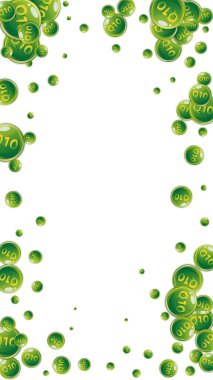 Q10 vitamini yuvarlak kapsülleri rastgele dağılmış. Güzellik ve beslenme cilt bakımı. Tıbbi ve bilimsel geçmiş. Sağlıklı yaşam konsepti.