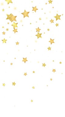 Magic stars vector overlay.  Gold stars scattered around randomly, falling down, floating.  Chaotic dreamy childish overlay template. Miraculous starry night vector  on white background. clipart