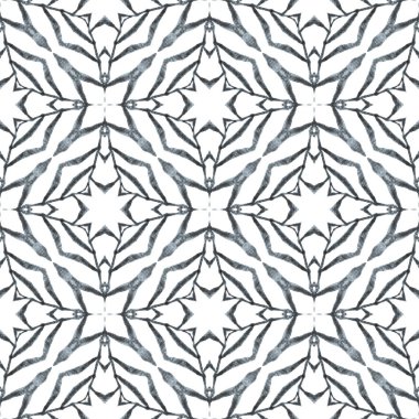 Etnik elle boyanmış desen. Siyah ve beyaz harika boho şık yaz tasarımı. Tekstil hazır değerli baskı, mayo kumaş, duvar kağıdı, ambalaj. Suluboya yaz etnik sınır düzeni.