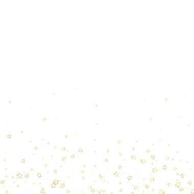 Yıldızlı gece masalı geçmişi. Şirin ışıltılı parıltılar, havada Noel ruhu. Beyaz arkaplanda şenlikli yıldız vektör çizimi.