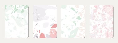 Not defteri kapağı tasarımı. Doğal taşlar, granit, kuvars ve mermerden yapılmış terrazzo soyut arka plan. Venedik terrazzo dokusu şablonu.