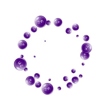 Çinko yuvarlak kapsüller rastgele dağılmış. Güzellik ve beslenme cilt bakımı. Temel vitamin vektör illüstrasyonu. Sağlıklı yaşam konsepti.