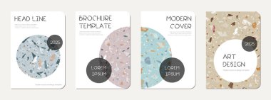 Not defteri kapağı tasarımı. Doğal taşlar, granit, kuvars ve mermerden yapılmış terrazzo soyut arka plan. Venedik terrazzo dokusu şablonu.