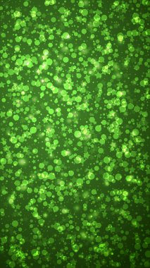 Karlı bir Noel geçmişi var. İnce uçan kar taneleri ve yeşil arka plandaki yıldızlar. Narin, tatlı, karlı bir Noel. Dikey vektör illüstrasyonu.