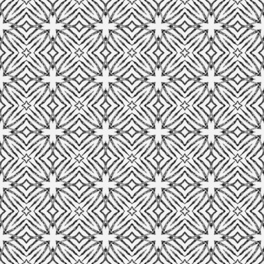 Tekstil hazır harika baskı, mayo kumaş, duvar kağıdı, ambalaj. Eşsiz siyah beyaz boho şık yaz tasarımı. Madalyon pürüzsüz desen. Suluboya madalyonu, kusursuz sınır.
