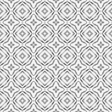 Mozaik kusursuz desen. Siyah beyaz boho şık yaz tasarımı. El çizimi yeşil mozaik pürüzsüz sınır. Tekstil hazır baskı, mayo kumaş, duvar kağıdı, ambalaj..