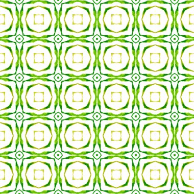 Tekrar eden mayo tasarımı. Yeşil duygusal boho şık yaz tasarımı. Suluboya, kiremit sınırını tekrarlıyor. Tekstil hazır harika baskı, mayo kumaş, duvar kağıdı, ambalaj..