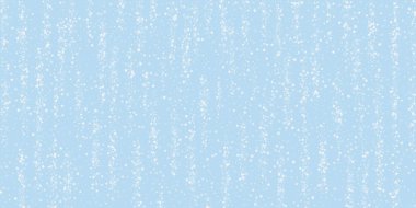 Güzel kar yağışı arkaplanı. Hafif uçan kar taneleri ve açık mavi kış arka planındaki yıldızlar. Güzel kar yağışı şablonu. Geniş vektör illüstrasyonu.