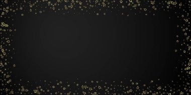 Noel yıldızları vektör kaplaması. Sihirli yıldızlar lüks konfeti. Noel ruhu. Siyah arkaplanda kutlama yıldızları vektör çizimi.