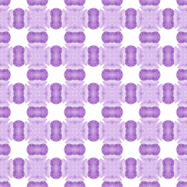 Döşemeli suluboya arka plan. Mor canlı boho şık yaz tasarımı. Elle boyanmış suluboya kenar. Tekstil hazır muhteşem baskı, mayo kumaş, duvar kağıdı, ambalaj..