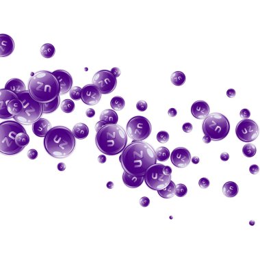 Çinko yuvarlak kapsüller rastgele dağılmış. Güzellik ve beslenme cilt bakımı. Sağlık konsepti. Tıbbi ve bilimsel geçmiş. 