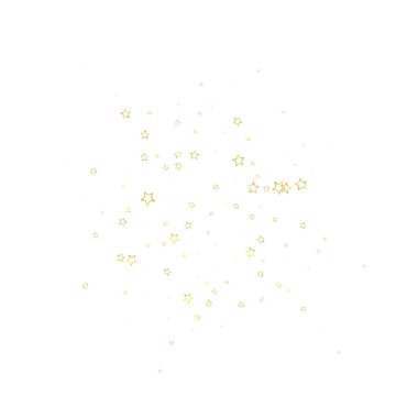 Parıldayan yıldızlar rastgele dağılmış, uçuyor, düşüyor, yüzüyor. Noel kutlaması kavramı. Beyaz arkaplanda şenlikli yıldız vektör çizimi.