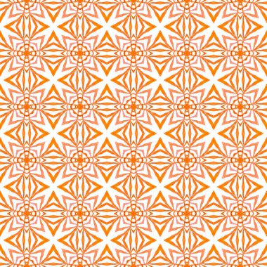El çizimi tropikal, pürüzsüz sınır. Turuncu enfes boho şık yaz tasarımı. Tropik, pürüzsüz desen. Tekstil hazır güçlü baskı, mayo kumaş, duvar kağıdı, ambalaj..
