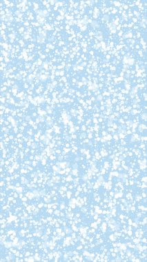 Yılbaşı arka planında kar yağışı var. Hafif uçan kar taneleri ve açık mavi kış arka planındaki yıldızlar. Karlı bayram örtüsü. Dikey vektör illüstrasyonu.