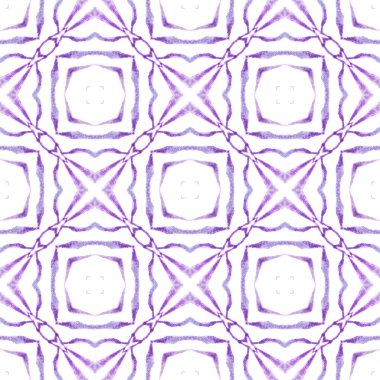 Suluboya madalyonu, kusursuz sınır. Mor göz kamaştırıcı boho şık yaz tasarımı. Tekstil hazır nadir baskılar, mayo kumaş, duvar kağıdı, ambalaj. Madalyon pürüzsüz desen.