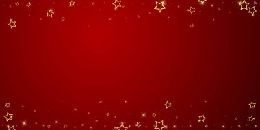 Noel yıldızları vektör kaplaması. Sihirli yıldızlar lüks konfeti. Noel ruhu. Kırmızı arkaplanda kutlama yıldızları vektör çizimi.