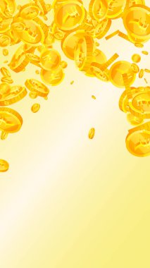 Indian rupee coins falling. Scattered gold INR coins. India money. Great business success concept. Vector illustration.