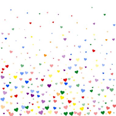 Sprinkled hearts valentine template. Rainbow colored scattered hearts. LGBT valentine card. Festive sprinkled hearts vector illustration. clipart