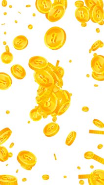 Thai baht coins falling. Gold scattered THB coins. Thailand money. Great business success concept. Vector illustration.