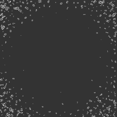 Okul geçmişi kavramı. Beyaz tebeşir sayıları ve rakamlar düşüyor. Tahta arka planda matematik afişi var. Düşen sayılar vektör illüstrasyonu.