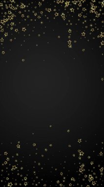 Noel yıldızları vektör kaplaması. Sihirli yıldızlar lüks konfeti. Noel ruhu. Siyah arkaplanda kutlama yıldızları vektör çizimi.