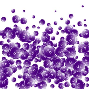 Çinko yuvarlak kapsüller rastgele dağılmış. Güzellik ve beslenme cilt bakımı. Sağlıklı yaşam konsepti. Tıbbi ve bilimsel geçmiş. 