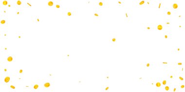 Kore bozuk paraları düştü. Dağınık altın Won paraları. Kore parası. Büyük ikramiye ya da başarı konsepti. Geniş vektör illüstrasyonu.