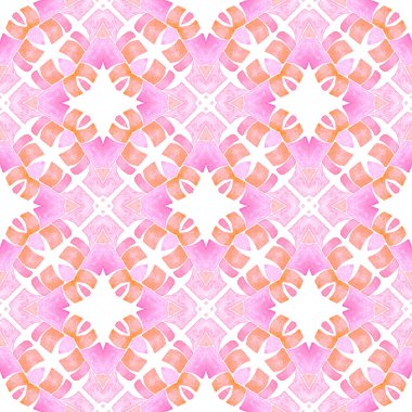 Mozaik kusursuz desen. Turuncu, aşırı şık yaz tasarımı. Tekstil hazır şaşırtıcı baskılar, mayo kumaş, duvar kağıdı, ambalaj. El çizimi yeşil mozaik pürüzsüz sınır.