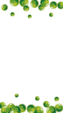 B12 vitamini pasaklı yuvarlak haplar. Güzellik ve beslenme cilt bakımı. Temel vitamin vektör illüstrasyonu. Sağlıklı yaşam konsepti.