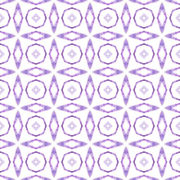 Suluboya madalyonu, kusursuz sınır. Mor nefes kesici boho şık yaz tasarımı. Madalyon pürüzsüz desen. Tekstil hazır etkileyici baskı, mayo kumaş, duvar kağıdı, ambalaj..