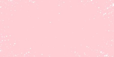 Kalp konfetisi sevgililer günü kaplaması. Beyaz kalpler pembe arka plana saçılmış. Joyfull Heart konfeti vektör çizimi