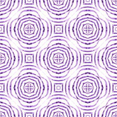 El çizimi yeşil mozaik pürüzsüz sınır. Mor muhteşem boho şık yaz tasarımı. Mozaik kusursuz desen. Tekstil hazır kalın baskı, mayo kumaş, duvar kağıdı, ambalaj..