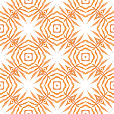 Tekstil hazır eğlenceli baskı, mayo kumaş, duvar kağıdı, ambalaj. Turuncu inanılmaz boho şık yaz tasarımı. El çizimi tropikal, pürüzsüz sınır. Tropik, pürüzsüz desen.