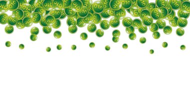 Q10 vitamini yuvarlak kapsülleri rastgele dağılmış. Güzellik ve beslenme cilt bakımı. Temel vitamin vektör illüstrasyonu. Refah kavramı.