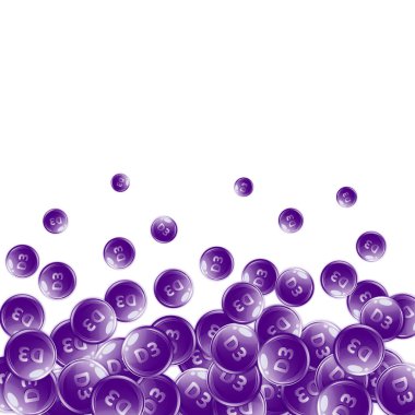 D3 vitamini yuvarlak kapsülleri. Güzellik ve beslenme cilt bakımı. Temel vitamin vektör illüstrasyonu. Sağlıklı yaşam konsepti.