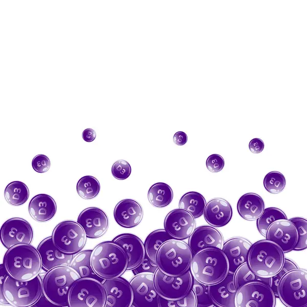 D3 vitamini yuvarlak kapsülleri. Güzellik ve beslenme cilt bakımı. Temel vitamin vektör illüstrasyonu. Sağlıklı yaşam konsepti.