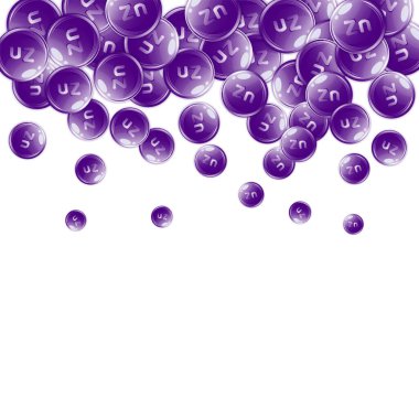 Çinko yuvarlak kapsüller rastgele dağılmış. Güzellik ve beslenme cilt bakımı. Sağlık konsepti. Temel vitamin vektör illüstrasyonu. 