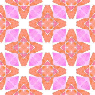 Yeşil geometrik sembolün suluboya sınırı. Turuncu akıllara durgunluk veren boho şık yaz tasarımı. Sembol suluboya deseni. Tekstil hazır yaratıcı baskı, mayo kumaş, duvar kağıdı, ambalaj..