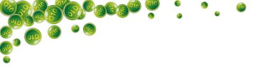 Q10 vitamini yuvarlak kapsülleri rastgele dağılmış. Güzellik ve beslenme cilt bakımı. Sağlıklı yaşam konsepti. Temel vitamin vektör illüstrasyonu. 