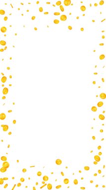 American dollar coins falling. Scattered gold USD coins. USA money. Jackpot wealth or success concept. Vector illustration.