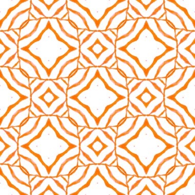 El çizimi yeşil mozaik pürüzsüz sınır. Turuncu harika boho şık yaz tasarımı. Mozaik kusursuz desen. Tekstil hazır güzel baskı, mayo kumaş, duvar kağıdı, ambalaj..