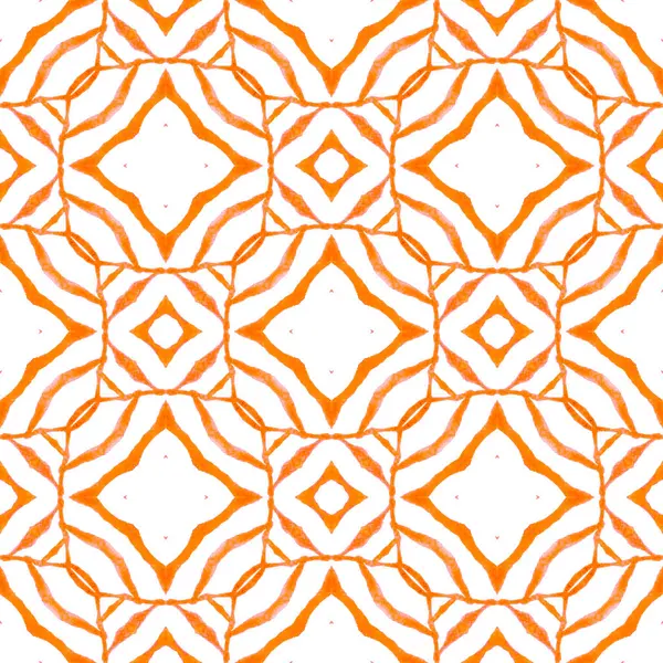 El çizimi yeşil mozaik pürüzsüz sınır. Turuncu harika boho şık yaz tasarımı. Mozaik kusursuz desen. Tekstil hazır güzel baskı, mayo kumaş, duvar kağıdı, ambalaj..