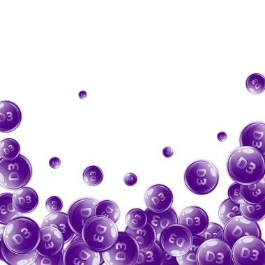 D3 vitamini yuvarlak kapsülleri. Güzellik ve beslenme cilt bakımı. Temel vitamin vektör illüstrasyonu. Refah kavramı.