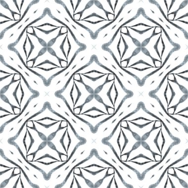 Organik fayans. Siyah ve beyaz takdire şayan boho yaz tasarımı. Moda organik yeşil sınır. Tekstil hazır moda baskısı, mayo kumaşı, duvar kağıdı, ambalaj.