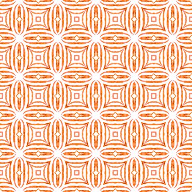 Suluboya, kiremit sınırını tekrarlıyor. Turuncu nadir boho şık yaz tasarımı. Tekstil hazır ekstra baskı, mayo kumaş, duvar kağıdı, ambalaj. Mayo tasarımını tekrarla.